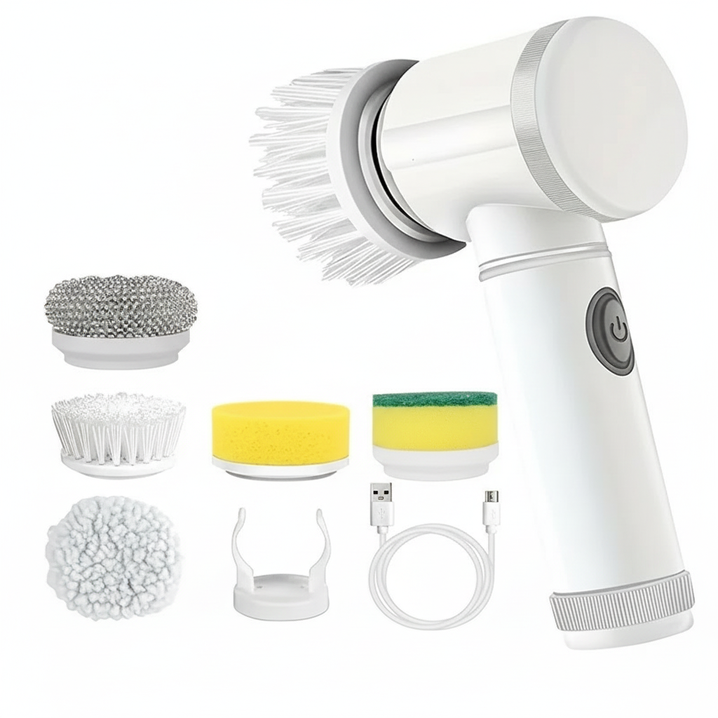 2025 Cordless Electric Spin Scrubber with 5 Brushes,IPX7 Waterproof Rechargeable Bathroom Cleaner for Tile/Shower/Grout Cleaning
