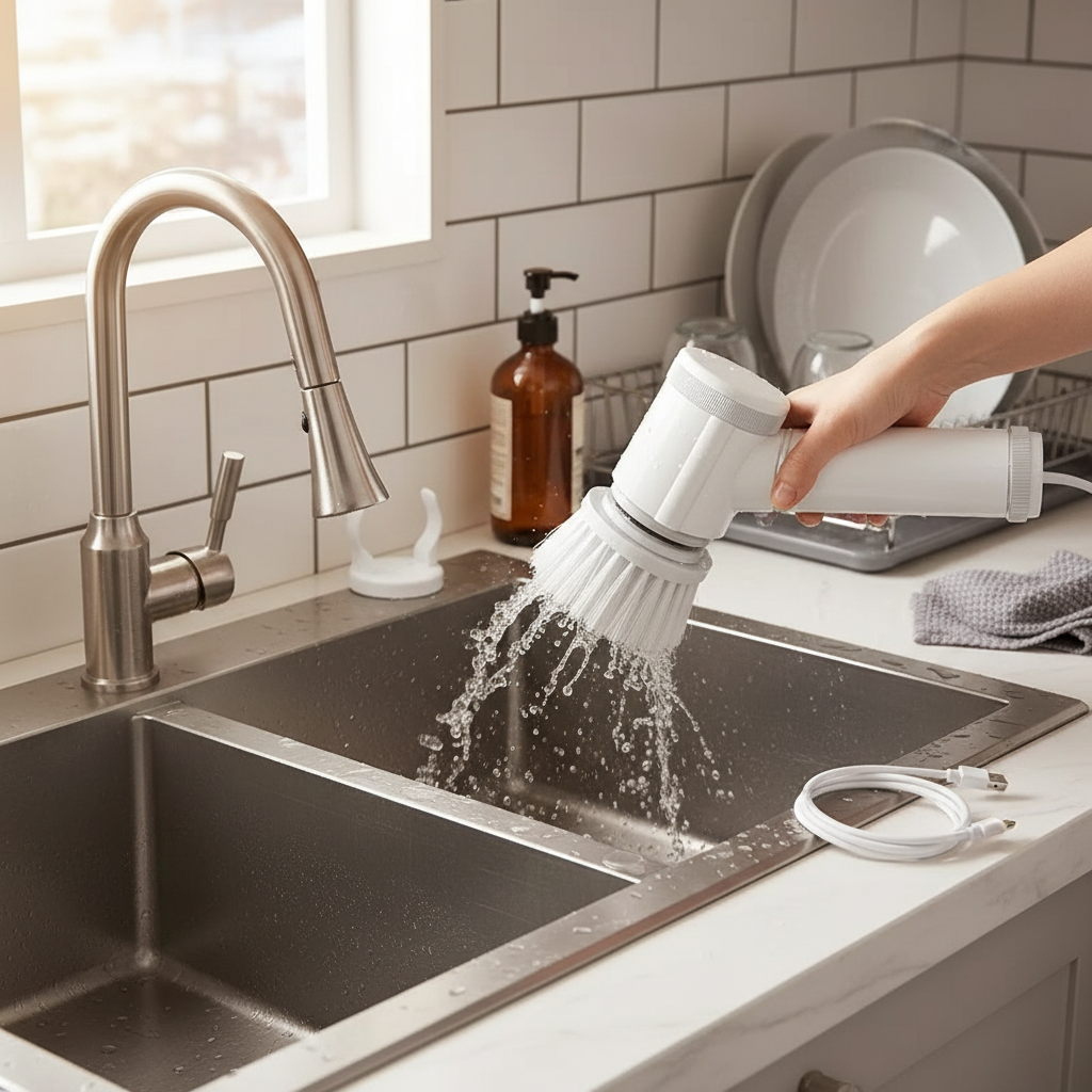 2025 Cordless Electric Spin Scrubber with 5 Brushes,IPX7 Waterproof Rechargeable Bathroom Cleaner for Tile/Shower/Grout Cleaning