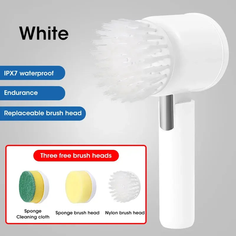 2025 Cordless Electric Spin Scrubber with 5 Brushes,IPX7 Waterproof Rechargeable Bathroom Cleaner for Tile/Shower/Grout Cleaning
