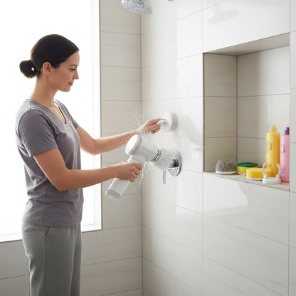 2025 Cordless Electric Spin Scrubber with 5 Brushes,IPX7 Waterproof Rechargeable Bathroom Cleaner for Tile/Shower/Grout Cleaning